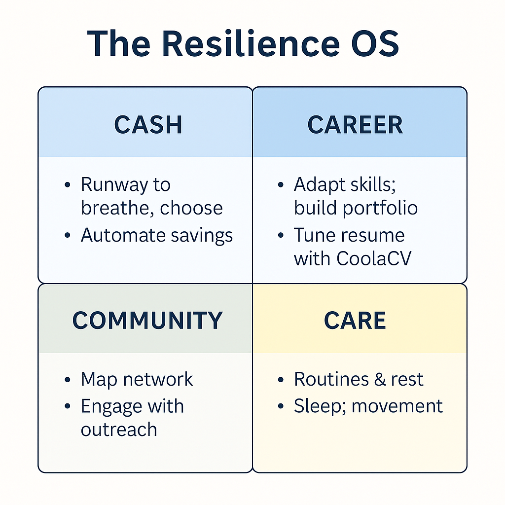 A image of a resilience operating system for career shifts