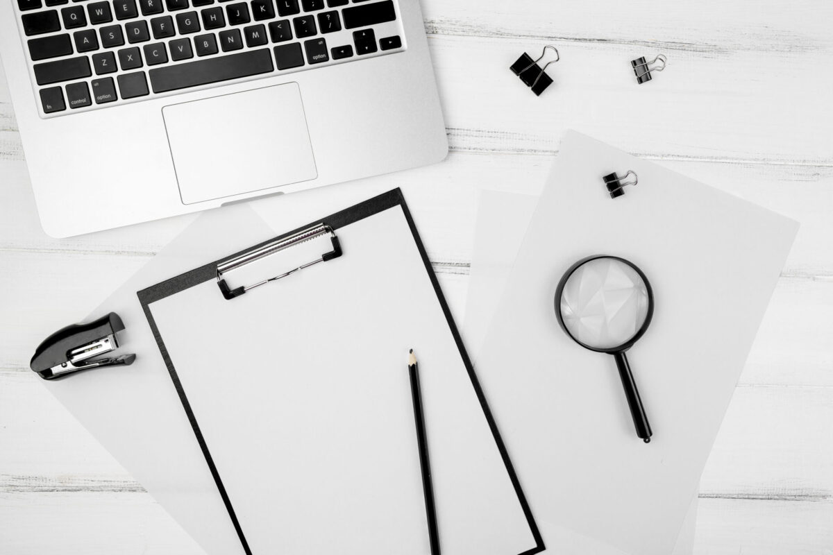 a resume sheet + a checklist + a subtle “screening” vibe (magnifying glass / funnel icon)